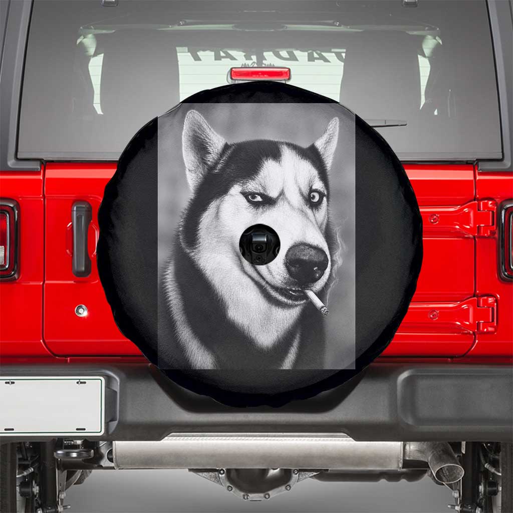 Smoking Siberian Husky Meme Spare Tire Cover Funny Dog Face Gift For Dog Lovers