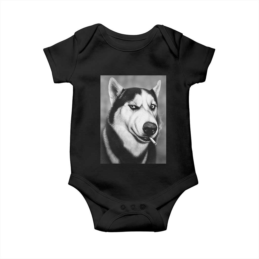Smoking Siberian Husky Meme Baby Onesie Funny Dog Face Gift For Dog Lovers