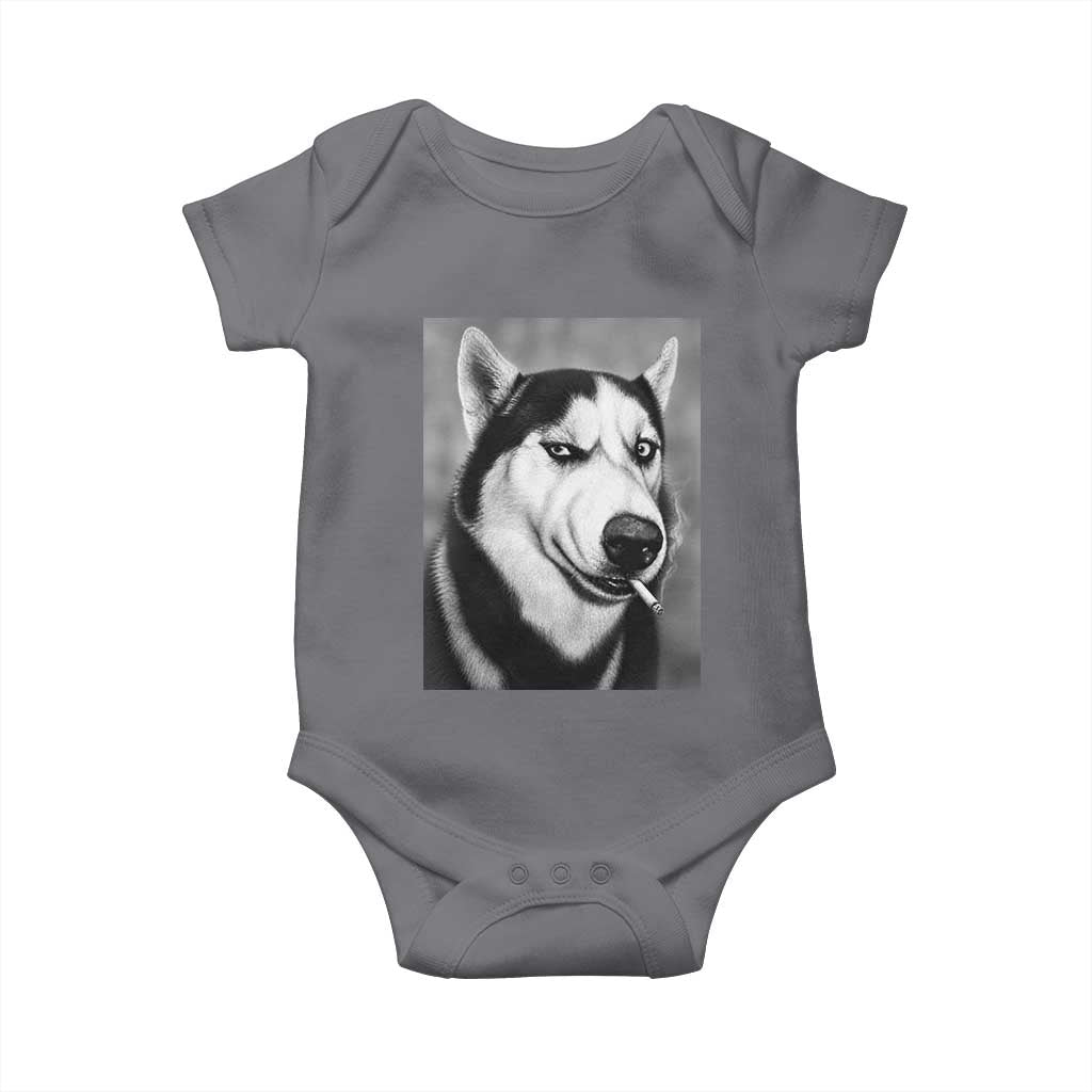 Smoking Siberian Husky Meme Baby Onesie Funny Dog Face Gift For Dog Lovers