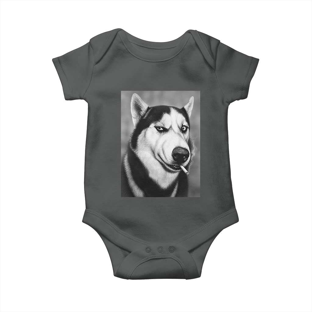 Smoking Siberian Husky Meme Baby Onesie Funny Dog Face Gift For Dog Lovers