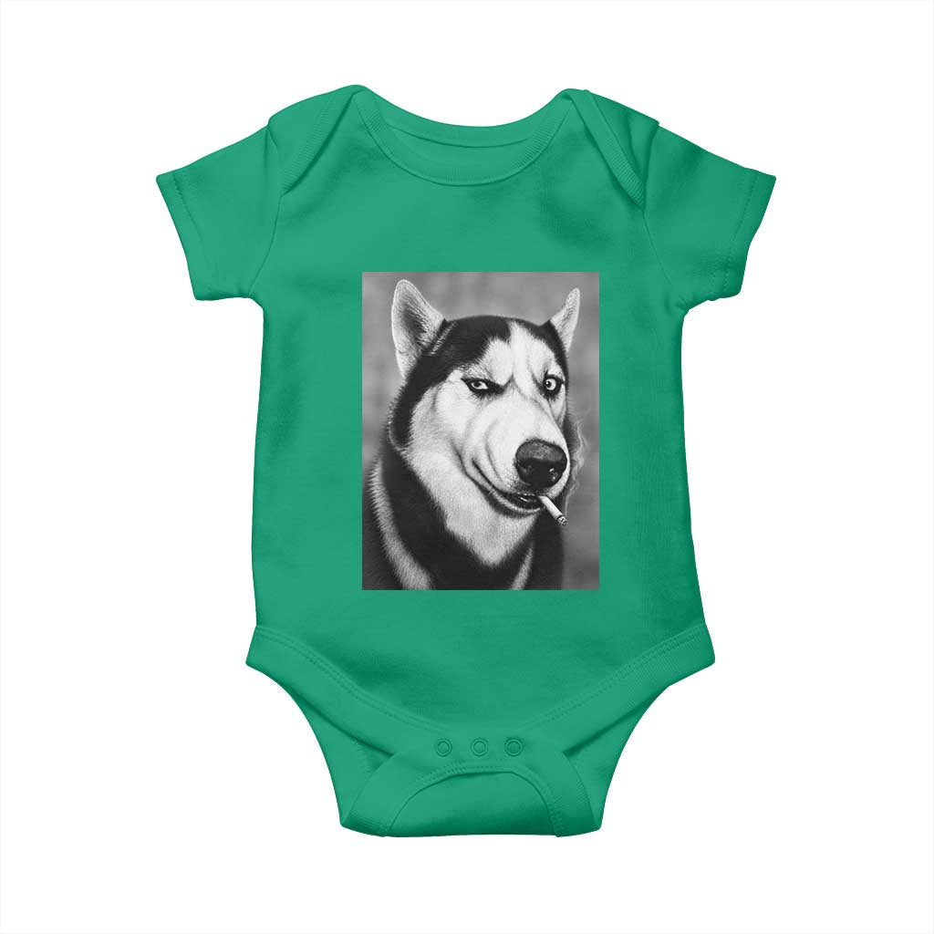 Smoking Siberian Husky Meme Baby Onesie Funny Dog Face Gift For Dog Lovers
