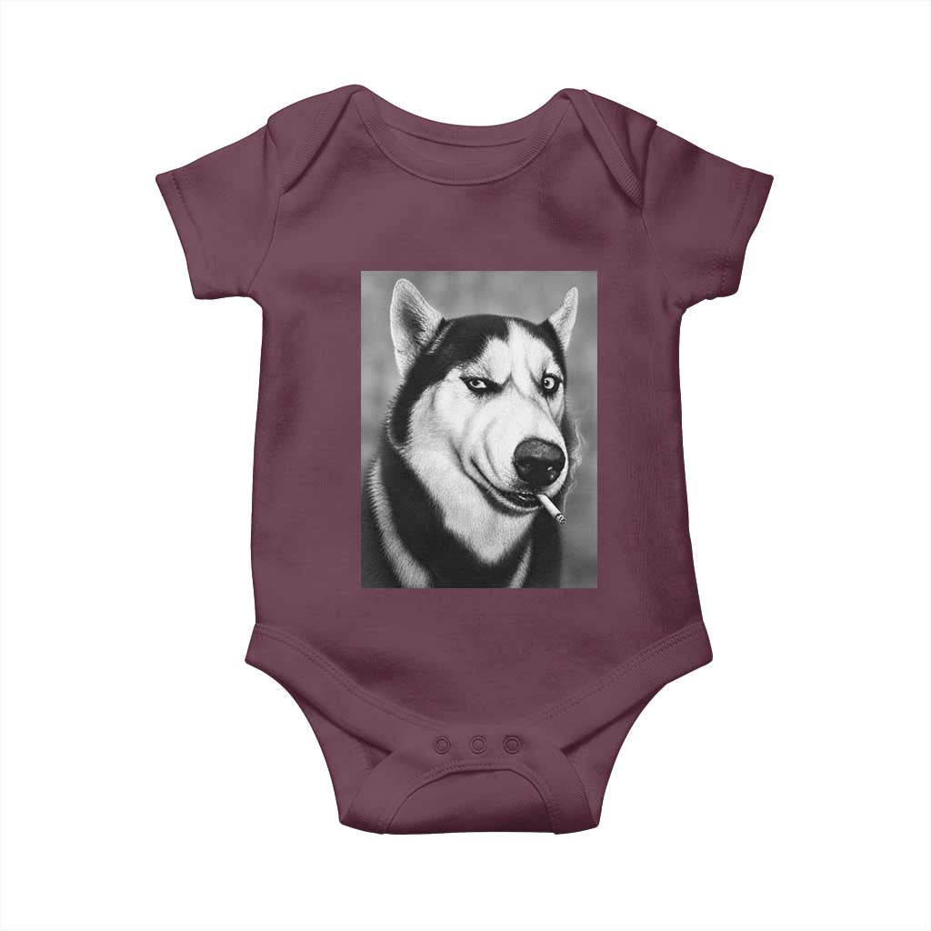 Smoking Siberian Husky Meme Baby Onesie Funny Dog Face Gift For Dog Lovers