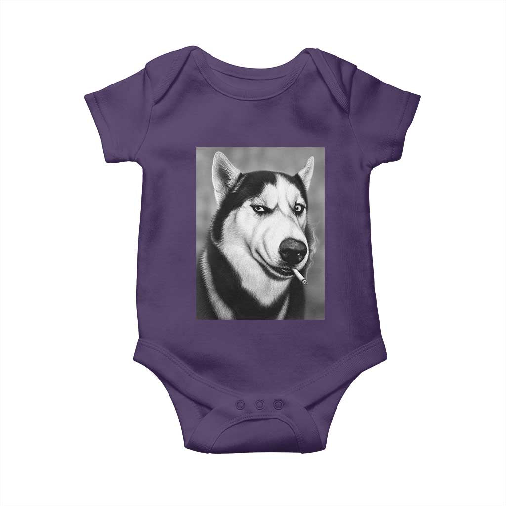 Smoking Siberian Husky Meme Baby Onesie Funny Dog Face Gift For Dog Lovers