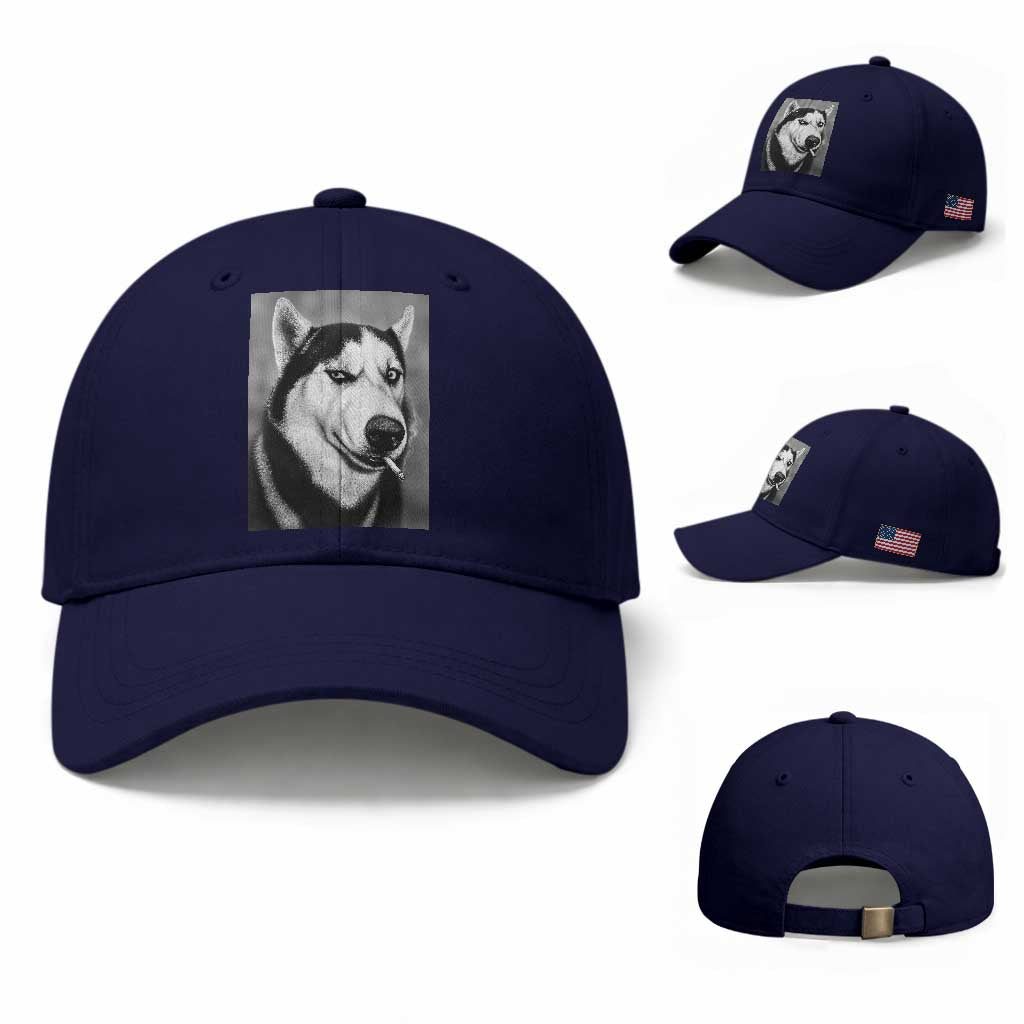 Smoking Siberian Husky Meme Baseball Cap Funny Dog Face Gift For Dog Lovers