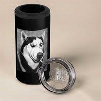 Smoking Siberian Husky Meme 4 in 1 Can Cooler Tumbler Funny Dog Face Gift For Dog Lovers