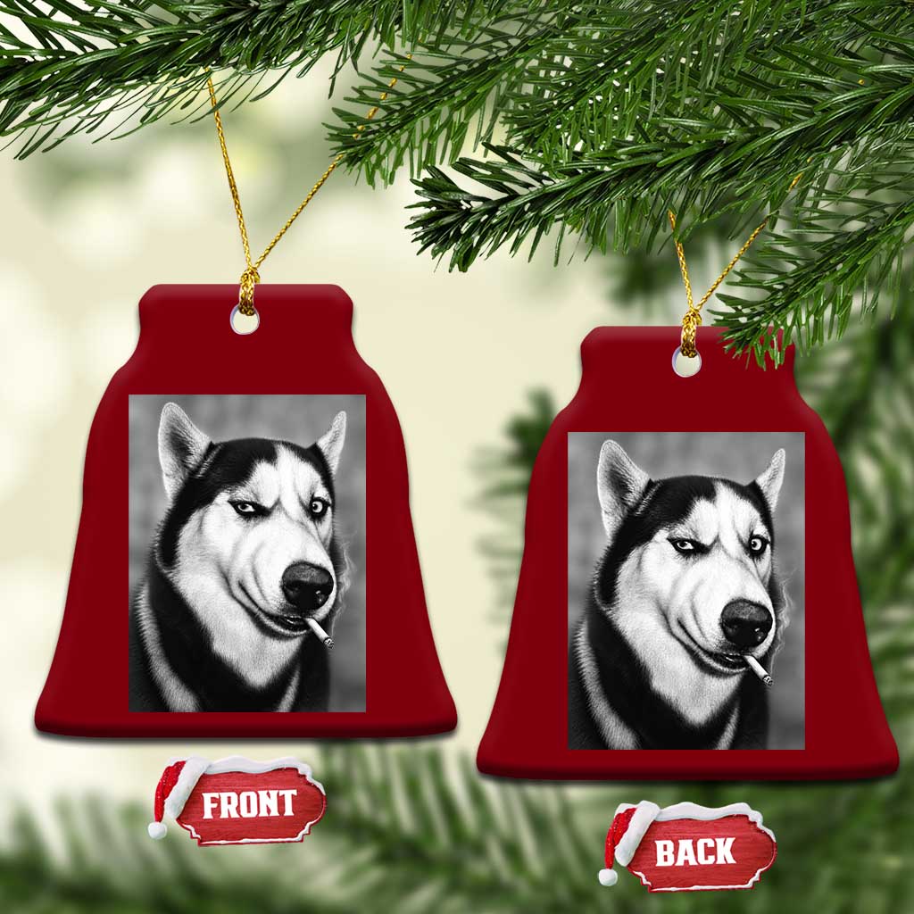 Smoking Siberian Husky Meme Ceramic Ornament Funny Dog Face Gift For Dog Lovers