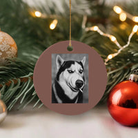 Smoking Siberian Husky Meme Ceramic Ornament Funny Dog Face Gift For Dog Lovers