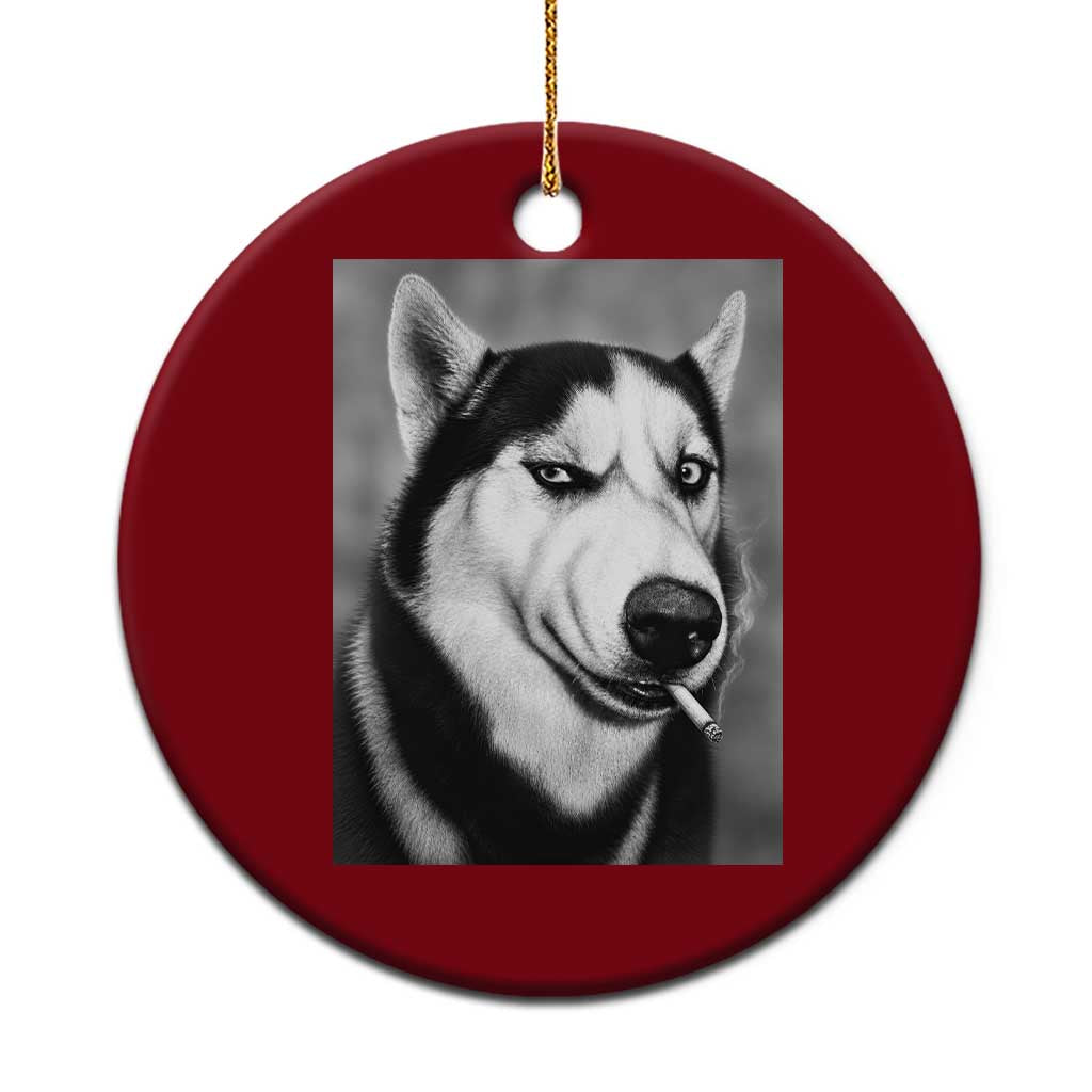 Smoking Siberian Husky Meme Ceramic Ornament Funny Dog Face Gift For Dog Lovers