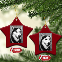 Smoking Siberian Husky Meme Ceramic Ornament Funny Dog Face Gift For Dog Lovers