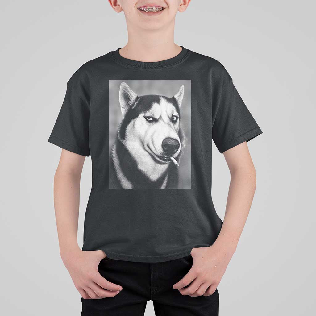 Smoking Siberian Husky Meme T Shirt For Kid Funny Dog Face Gift For Dog Lovers