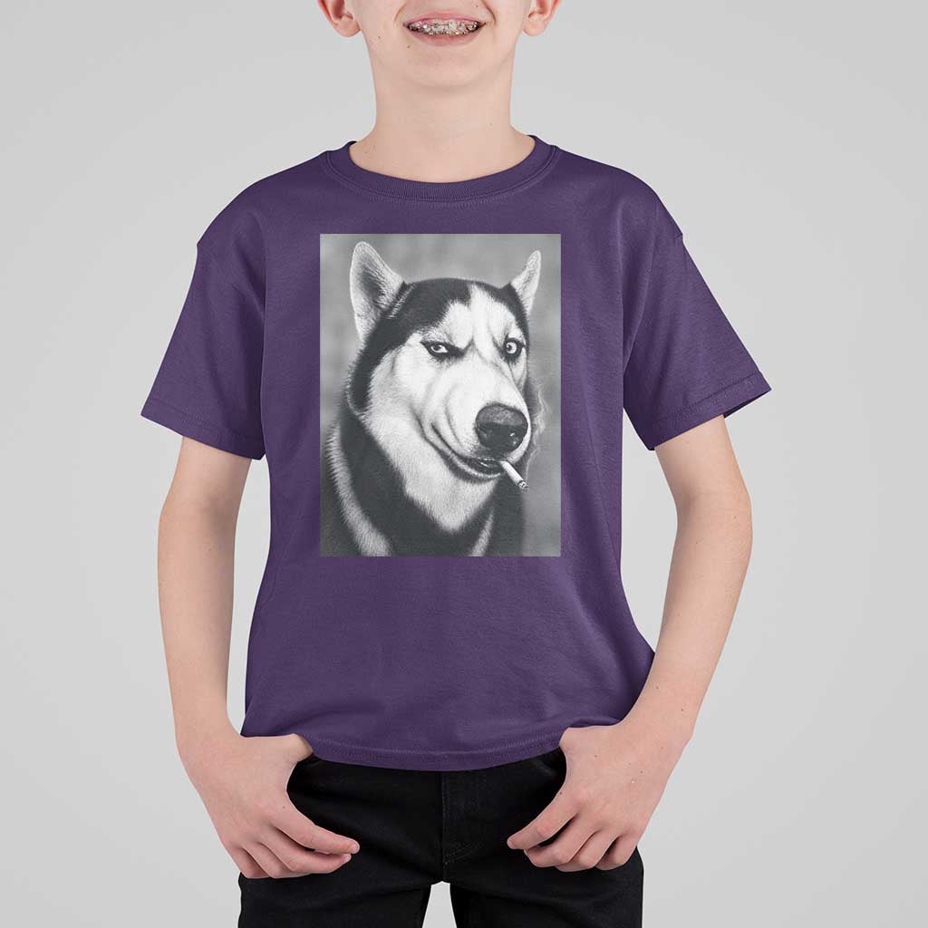Smoking Siberian Husky Meme T Shirt For Kid Funny Dog Face Gift For Dog Lovers
