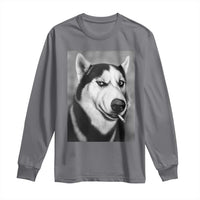 Smoking Siberian Husky Meme Long Sleeve Shirt Funny Dog Face Gift For Dog Lovers