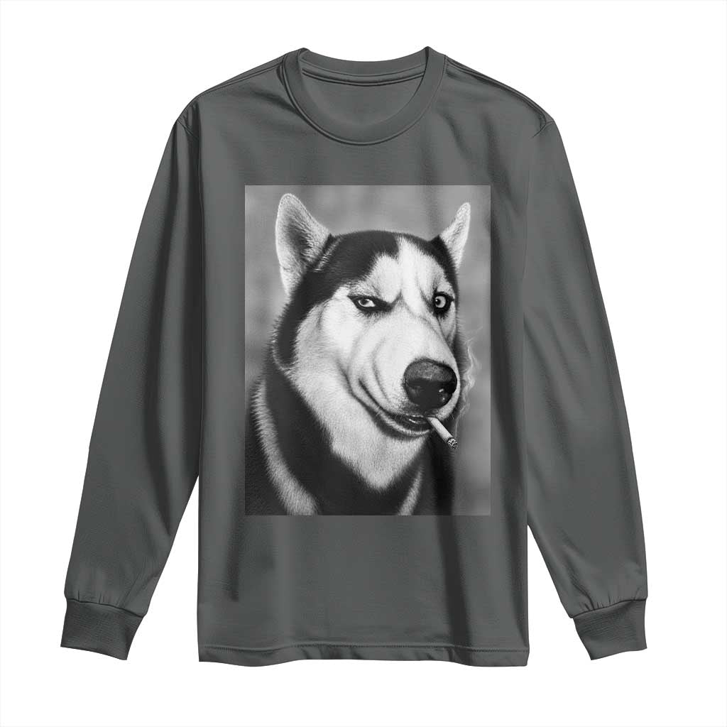 Smoking Siberian Husky Meme Long Sleeve Shirt Funny Dog Face Gift For Dog Lovers