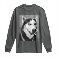 Smoking Siberian Husky Meme Long Sleeve Shirt Funny Dog Face Gift For Dog Lovers