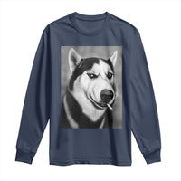 Smoking Siberian Husky Meme Long Sleeve Shirt Funny Dog Face Gift For Dog Lovers