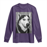 Smoking Siberian Husky Meme Long Sleeve Shirt Funny Dog Face Gift For Dog Lovers