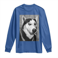 Smoking Siberian Husky Meme Long Sleeve Shirt Funny Dog Face Gift For Dog Lovers