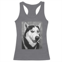 Smoking Siberian Husky Meme Racerback Tank Top Funny Dog Face Gift For Dog Lovers