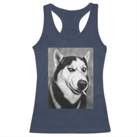 Smoking Siberian Husky Meme Racerback Tank Top Funny Dog Face Gift For Dog Lovers