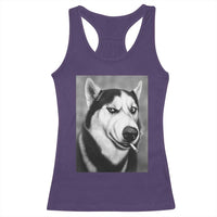 Smoking Siberian Husky Meme Racerback Tank Top Funny Dog Face Gift For Dog Lovers
