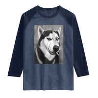 Smoking Siberian Husky Meme Raglan Shirt Funny Dog Face Gift For Dog Lovers