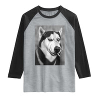 Smoking Siberian Husky Meme Raglan Shirt Funny Dog Face Gift For Dog Lovers