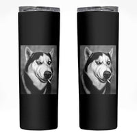 Smoking Siberian Husky Meme Skinny Tumbler Funny Dog Face Gift For Dog Lovers