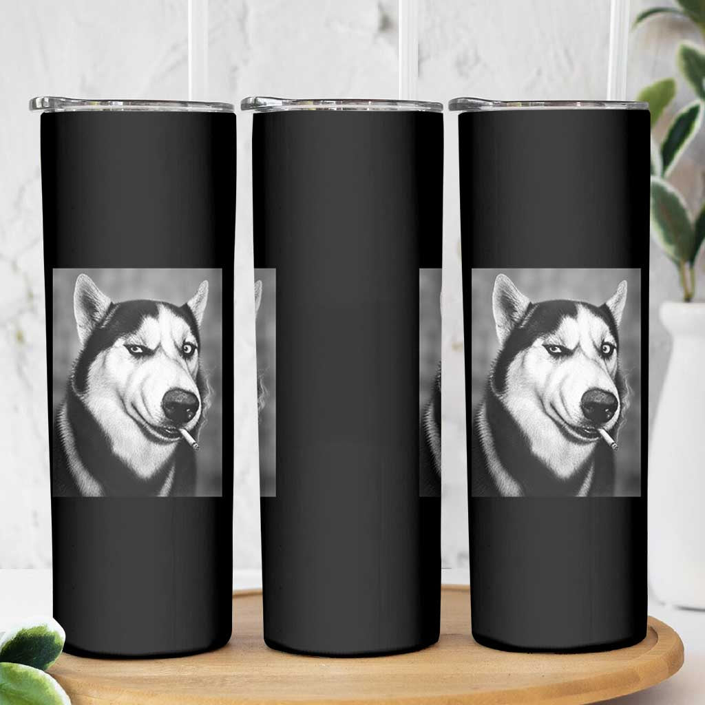 Smoking Siberian Husky Meme Skinny Tumbler Funny Dog Face Gift For Dog Lovers