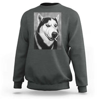 Smoking Siberian Husky Meme Sweatshirt Funny Dog Face Gift For Dog Lovers