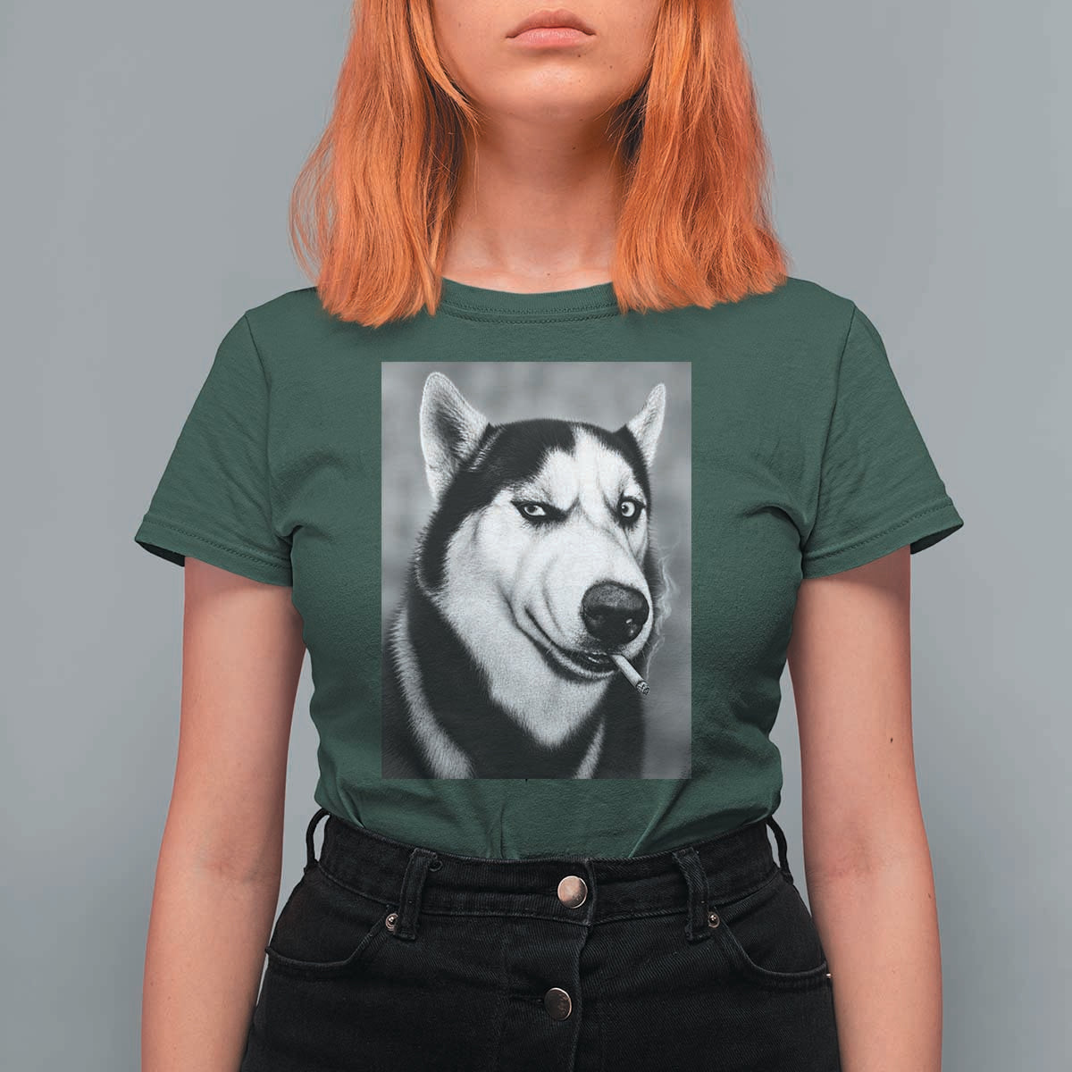 Smoking Siberian Husky Meme T Shirt For Women Funny Dog Face Gift For Dog Lovers