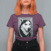 Smoking Siberian Husky Meme T Shirt For Women Funny Dog Face Gift For Dog Lovers