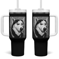 Smoking Siberian Husky Meme Tumbler With Handle Funny Dog Face Gift For Dog Lovers