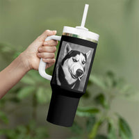 Smoking Siberian Husky Meme Tumbler With Handle Funny Dog Face Gift For Dog Lovers