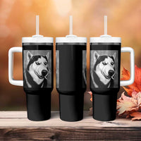 Smoking Siberian Husky Meme Tumbler With Handle Funny Dog Face Gift For Dog Lovers
