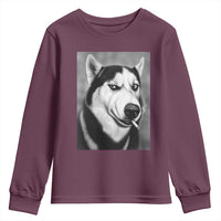 Smoking Siberian Husky Meme Youth Sweatshirt Funny Dog Face Gift For Dog Lovers