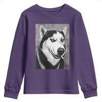 Smoking Siberian Husky Meme Youth Sweatshirt Funny Dog Face Gift For Dog Lovers