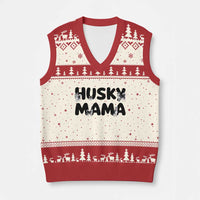 Proud Husky Mama V-Neck Knit Sweater Vest Siberian Husky Mothers Day Gift