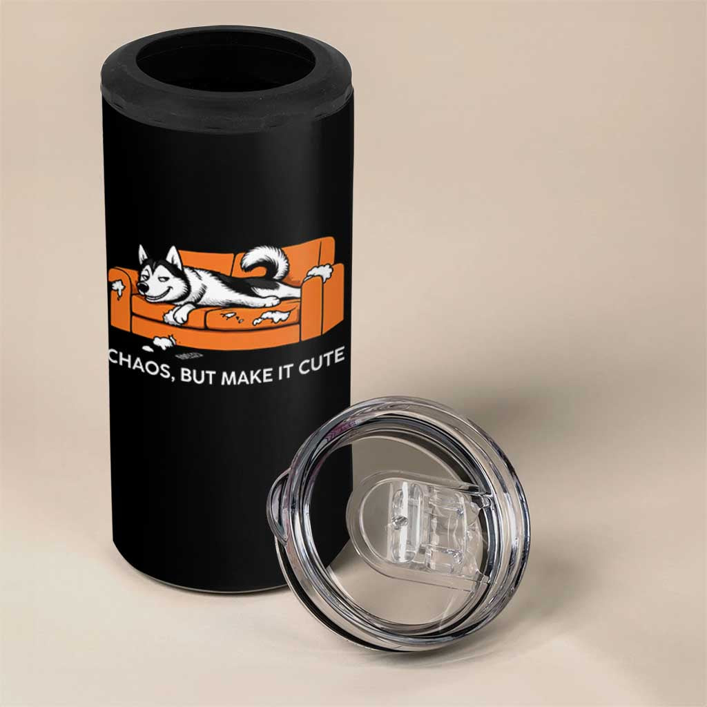 Mischievous Husky Owner Gift 4 in 1 Can Cooler Tumbler Chaos But Make It Cute
