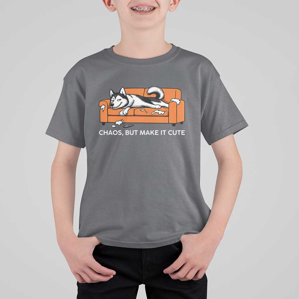Mischievous Husky Owner Gift T Shirt For Kid Chaos But Make It Cute