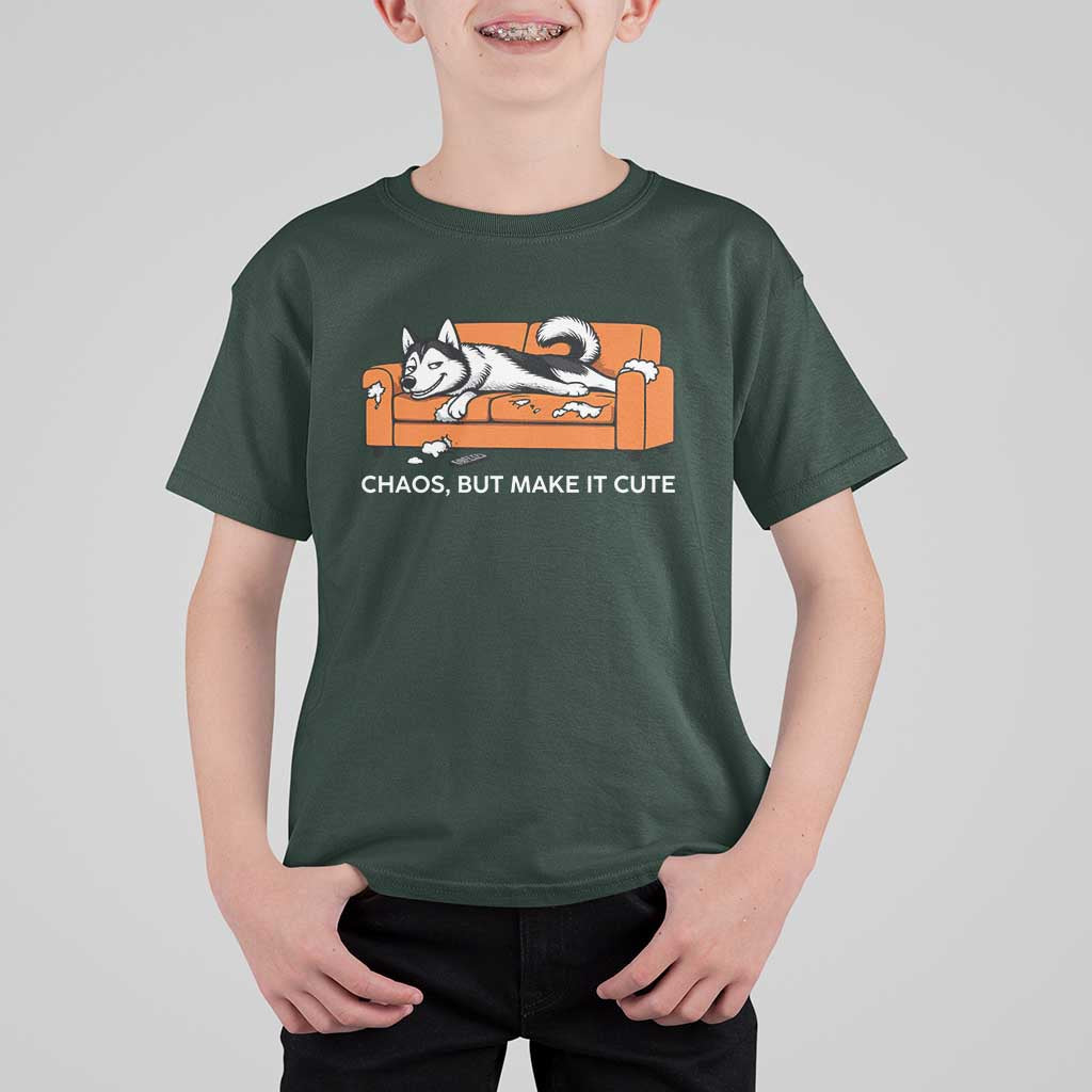Mischievous Husky Owner Gift T Shirt For Kid Chaos But Make It Cute