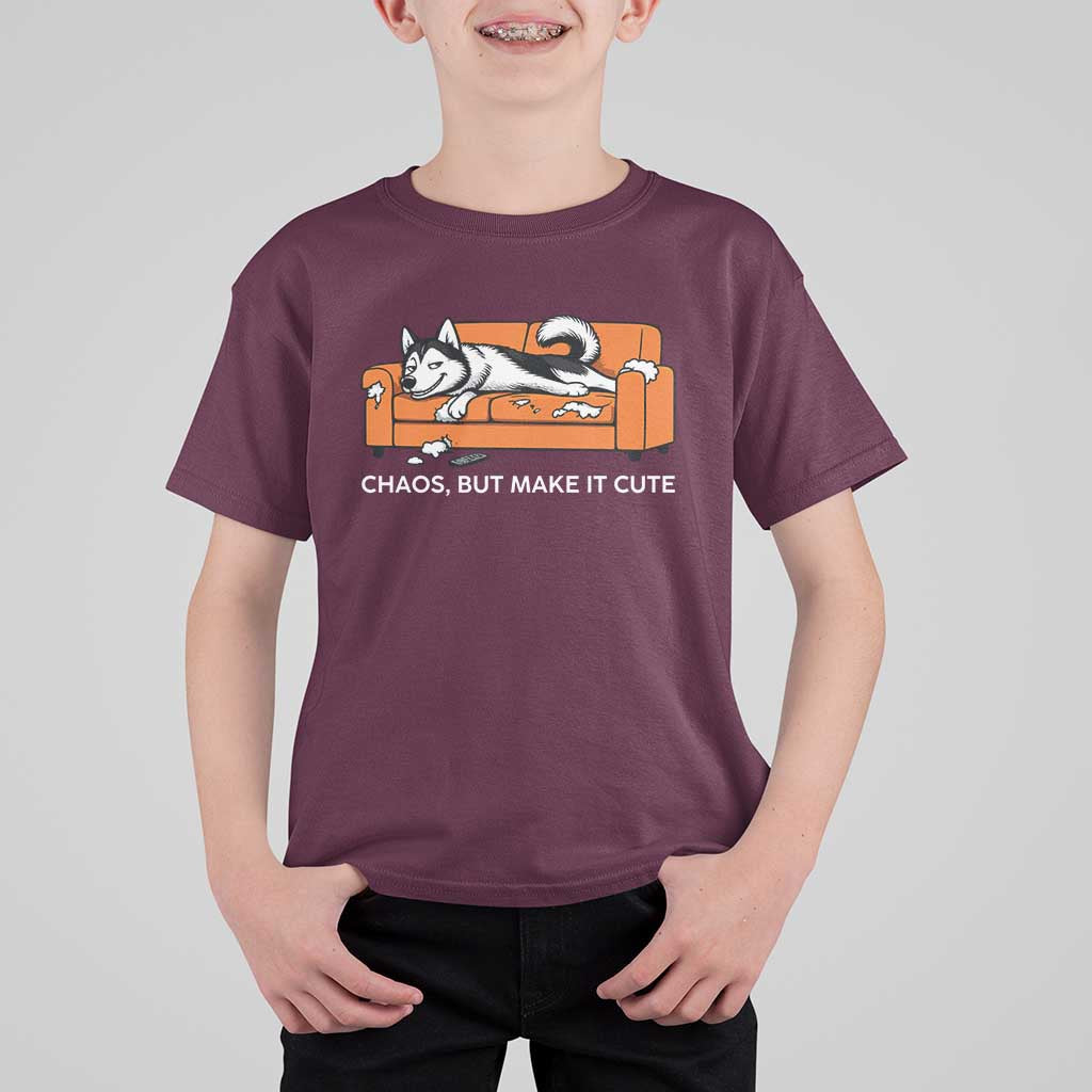 Mischievous Husky Owner Gift T Shirt For Kid Chaos But Make It Cute