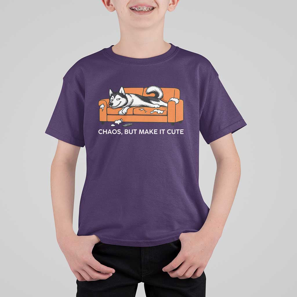 Mischievous Husky Owner Gift T Shirt For Kid Chaos But Make It Cute