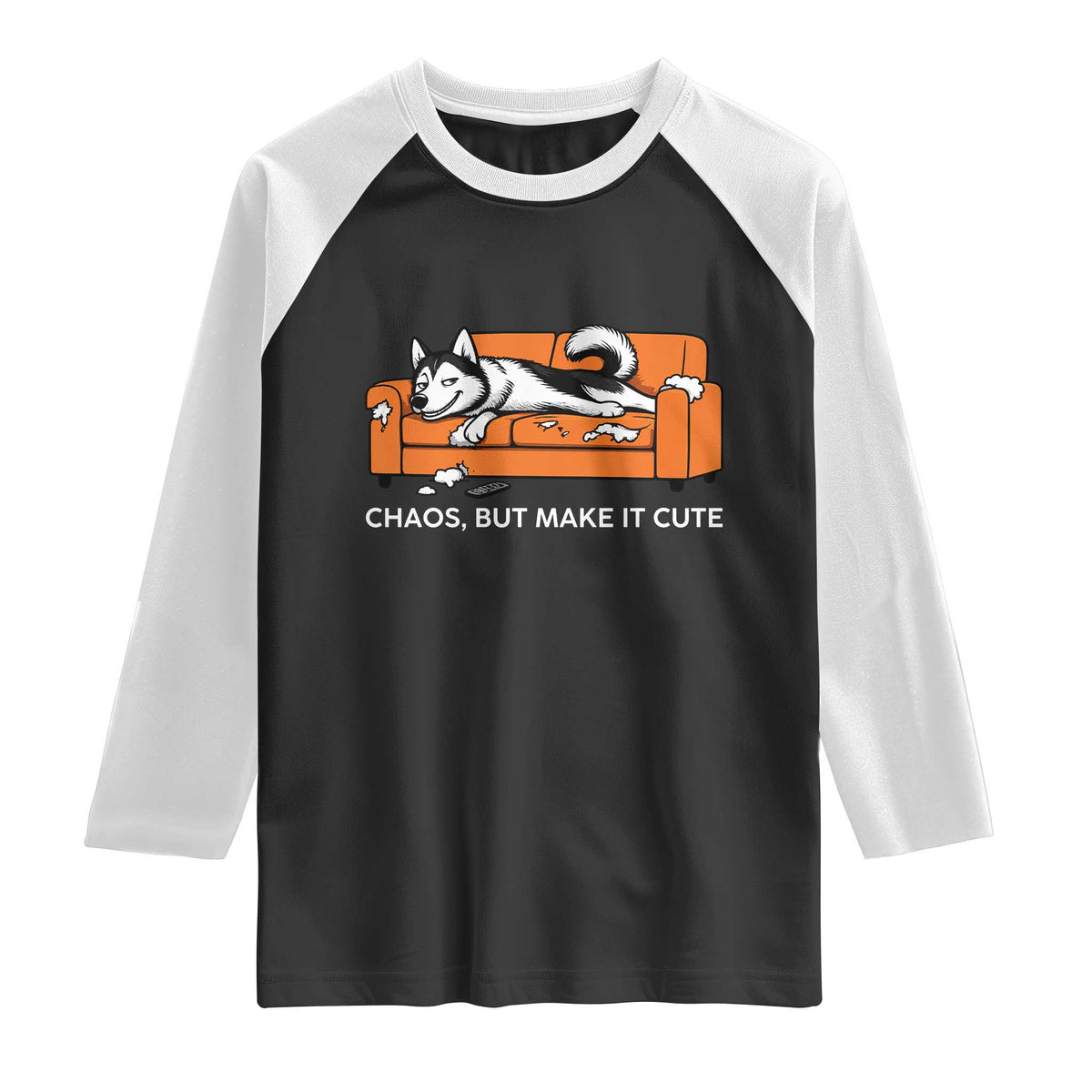 Mischievous Husky Owner Gift Raglan Shirt Chaos But Make It Cute