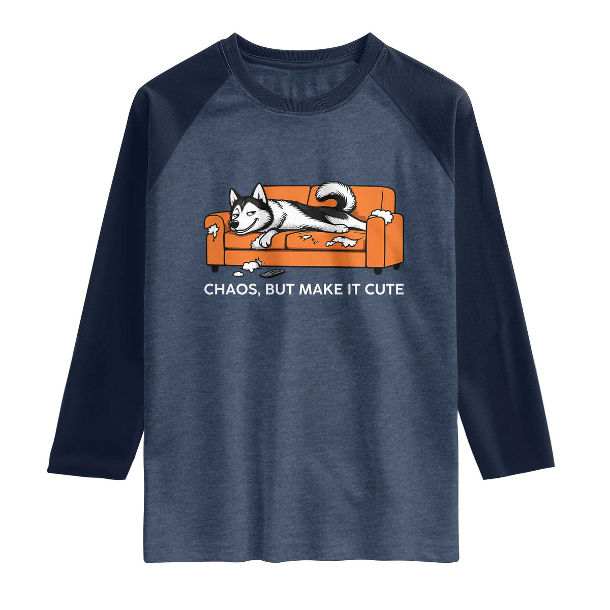 Mischievous Husky Owner Gift Raglan Shirt Chaos But Make It Cute