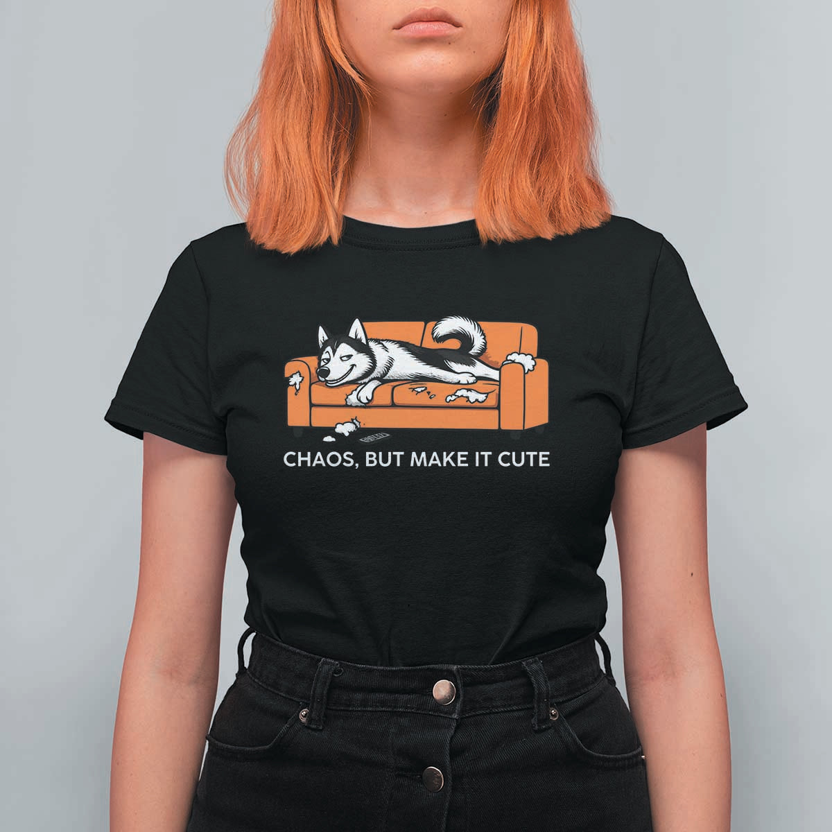 Mischievous Husky Owner Gift T Shirt For Women Chaos But Make It Cute