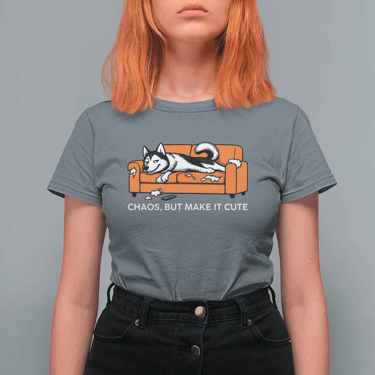 Mischievous Husky Owner Gift T Shirt For Women Chaos But Make It Cute