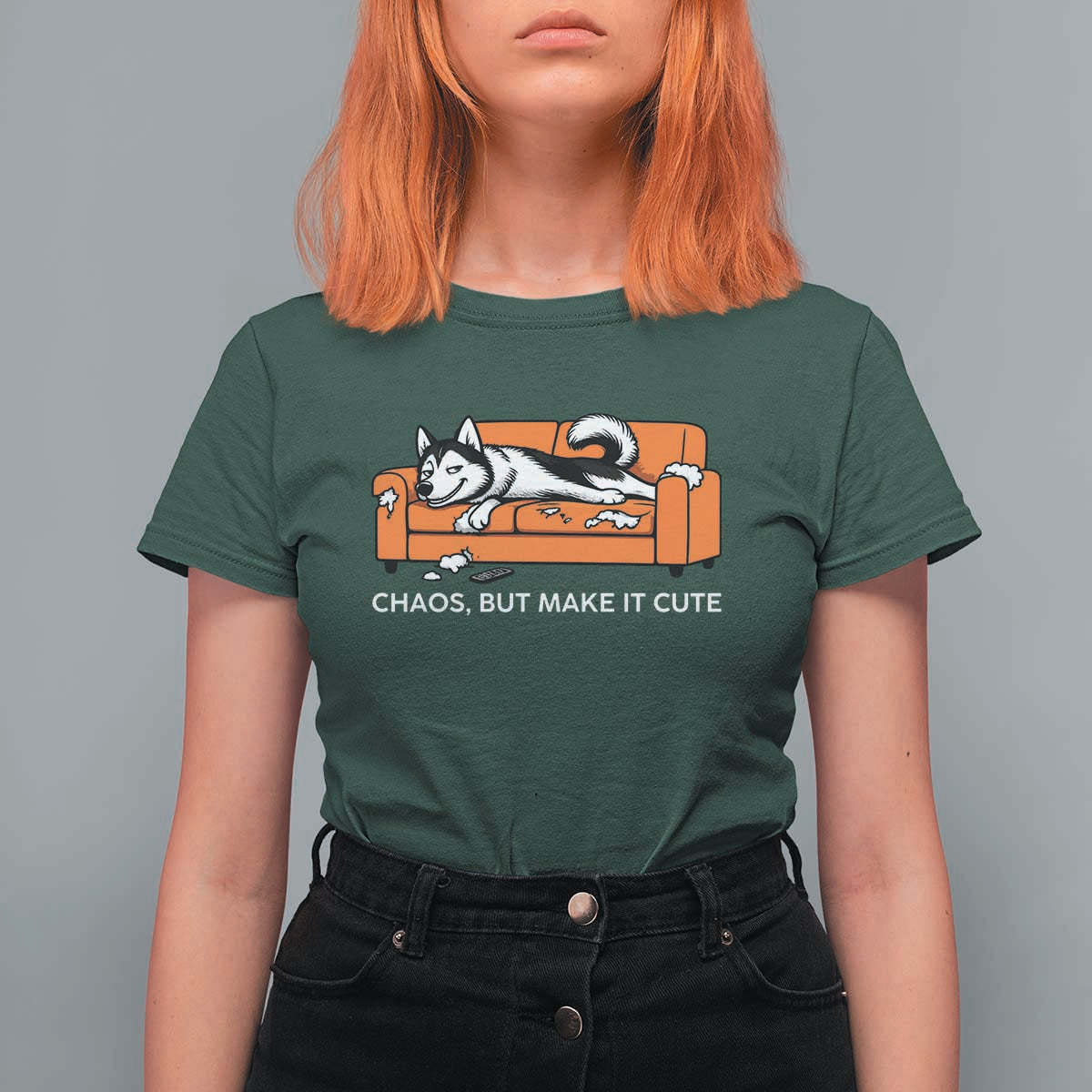 Mischievous Husky Owner Gift T Shirt For Women Chaos But Make It Cute