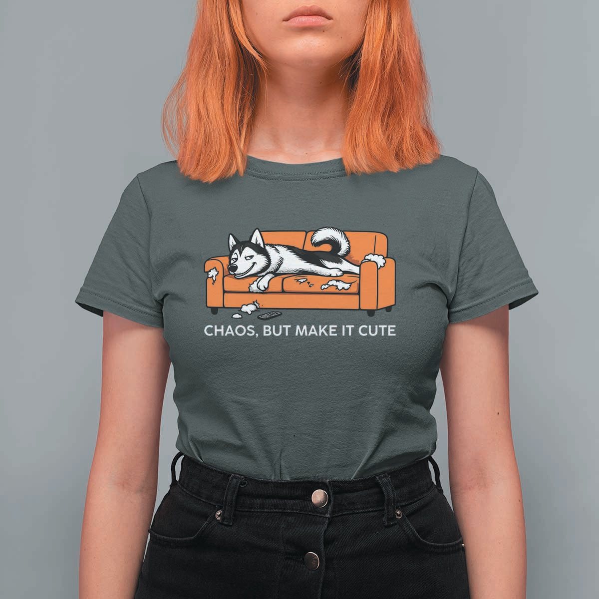 Mischievous Husky Owner Gift T Shirt For Women Chaos But Make It Cute