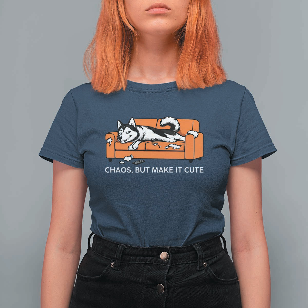 Mischievous Husky Owner Gift T Shirt For Women Chaos But Make It Cute