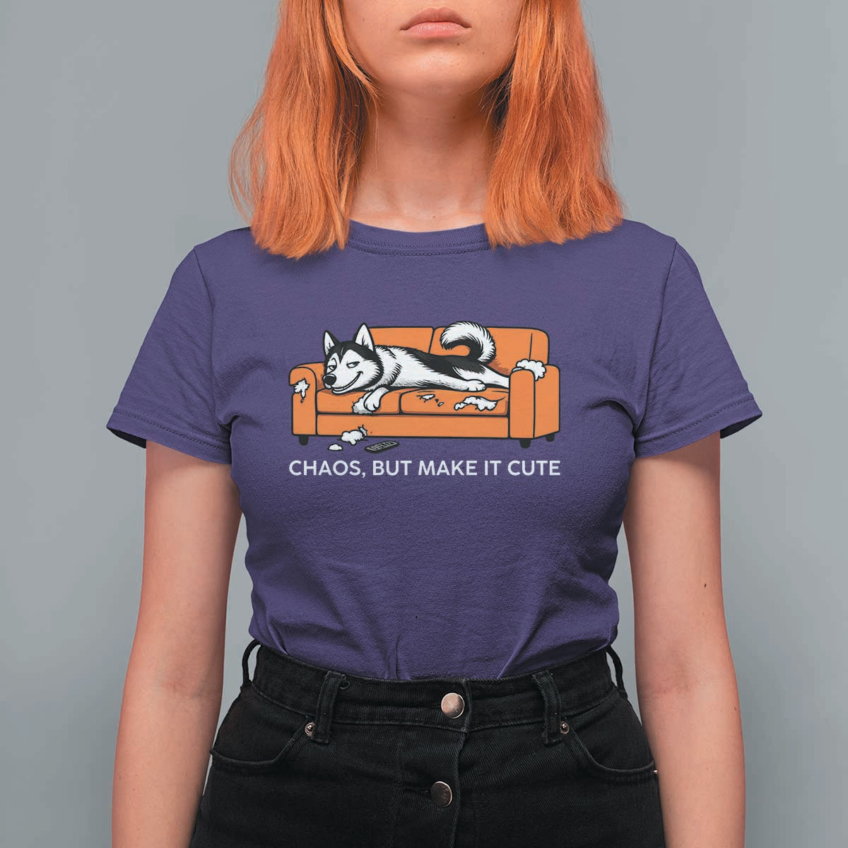 Mischievous Husky Owner Gift T Shirt For Women Chaos But Make It Cute